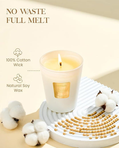 M&SENSE Creamy Vanilla Pie Scented Natural Soy Wax Candle, 14.1oz 60 Hours Long Lasting Slow Burning, Aromatherapy Candle for Stress Relief, Fall Winter Festival Gifts for Home Decor