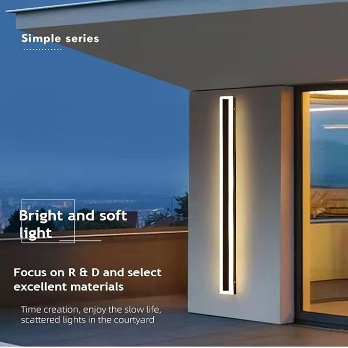 2 Pack-79INCH Long Outdoor LED Wall Lights,65W Waterproof IP65 Warm White led Wall Light Rectangular Black Wall Light,led Porch Lights Outdoor Wall Elegant Frosted White Acrylic Anti Rust