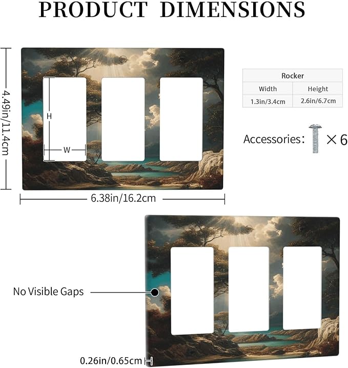Decorative Art Light Switch Covers Sunburst Over the Wilderness 3 Gang Triple Rocker Outlet Switch plate GFCI Faceplate GFCI for Home Decor