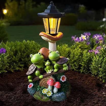 Outdoor Solar Powered Turtle Statue, Turtle and Mushroom-Shaped Sculpture with LED Light, Suitable for Decor Courtyard,Backyard, and Lawn, Unique Birthday and House Warming Gifts