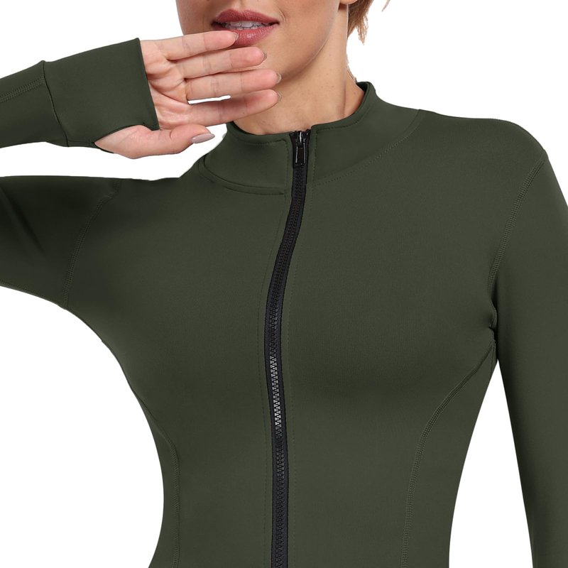 Zyrulix Women's Full Zip Lightweight Running Yoga Slim Fit Cropped Bbl Jacket Workout Sportwear With Thumb Holes