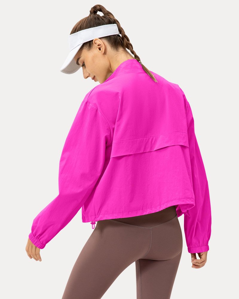 Locachy Women's Lightweight Zip Up Athletic Jacket Stand Collar Windproof Sun Protection Workout Outdoor Jacket Rose M