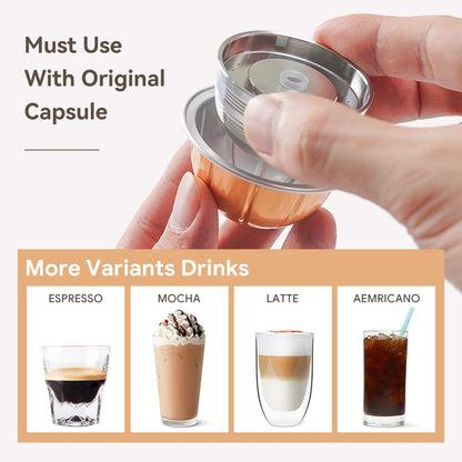 BENFUCHEN Stainless Steel Reusable Vertuo Capsule Compatible With VERTUO NEXT+EMPTY Refillable Alumium-VERTUO-Pods-80+150+230ml Each 2 Pcs +Coffee Tamper ForNespressoVertuoNext Reusable Pods