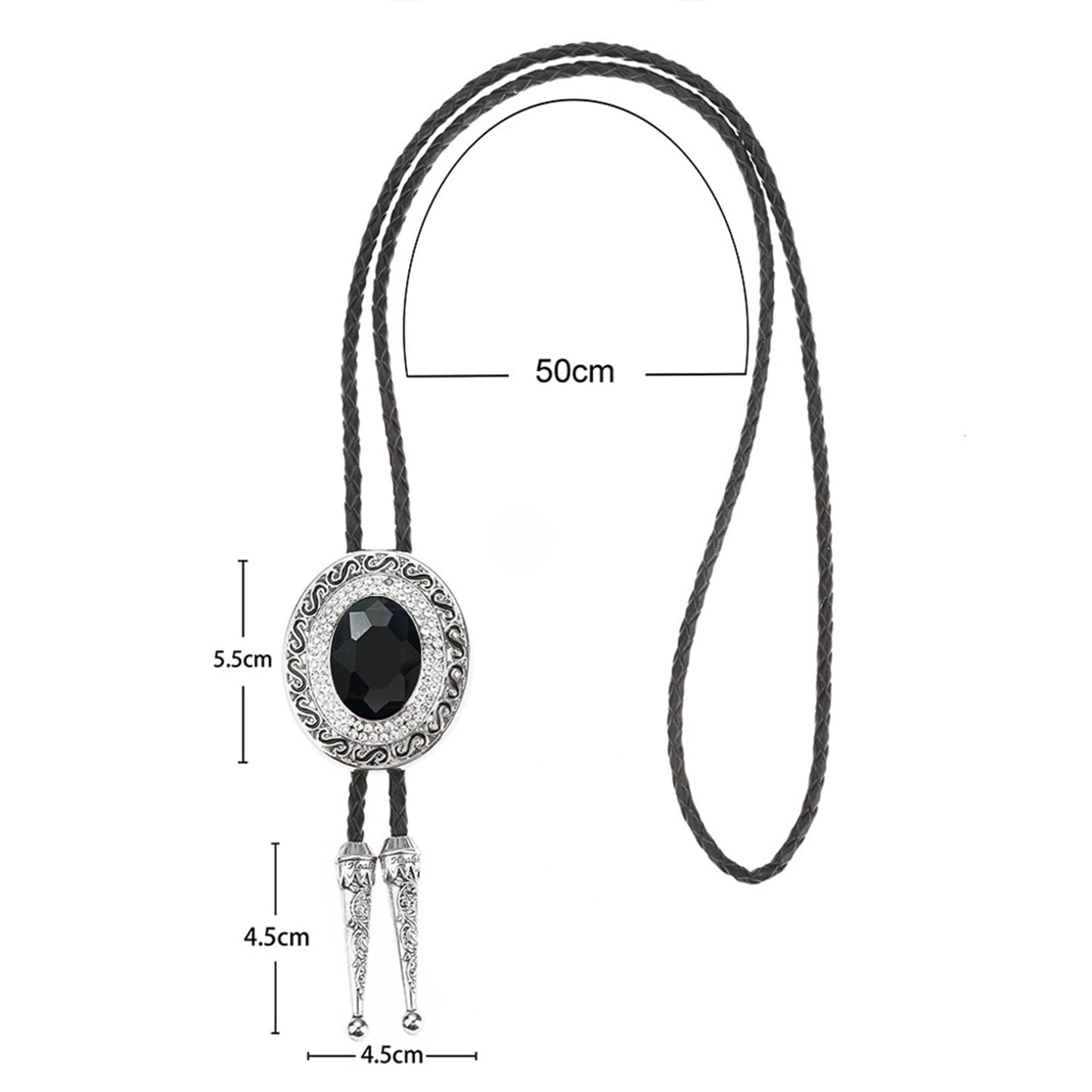 Doitby Rhinestone Bolo Tie for Men, Western Cowboy Necktie Leather Bolo Ties Necklace for Men Women