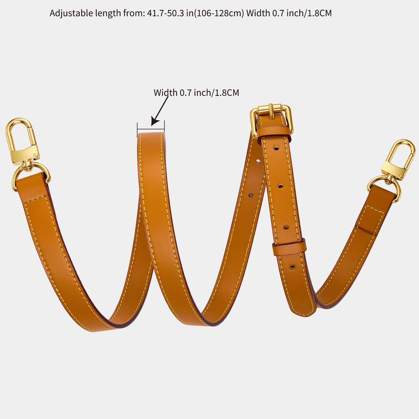 LWMYFZX Genuine Vachetta Leather Crossbody Strap | Adjustable Replacement Shoulder Strap for Handbags, Purses & Clutches (Beige yellow)