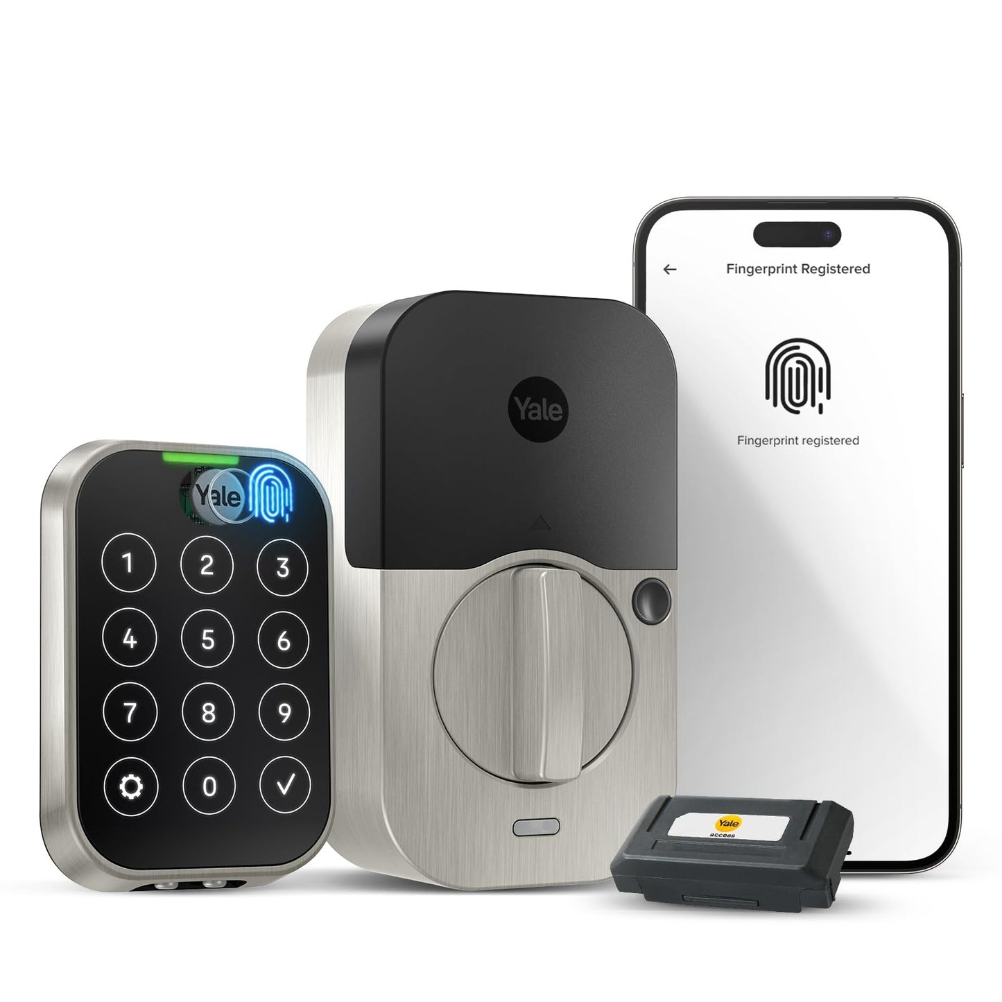 Yale Assure Lock 2 Touch Deadbolt, Black Suede Key-Free Smart Entry Door Lock with Wi-Fi Connected Touchscreen Keypad and Fingerprint Scanner for Code Entry and Remote Access, YRD450-F-WF1-BSP