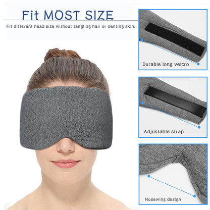 Sleep Mask for Men Women,100% Cotton Sleep Eye Mask with Fully Adjustable Strap, 100% Light Blocking Eye Mask for Sleeping, 0 Pressure Eye Covers for Travel Yoga Nap (Black)