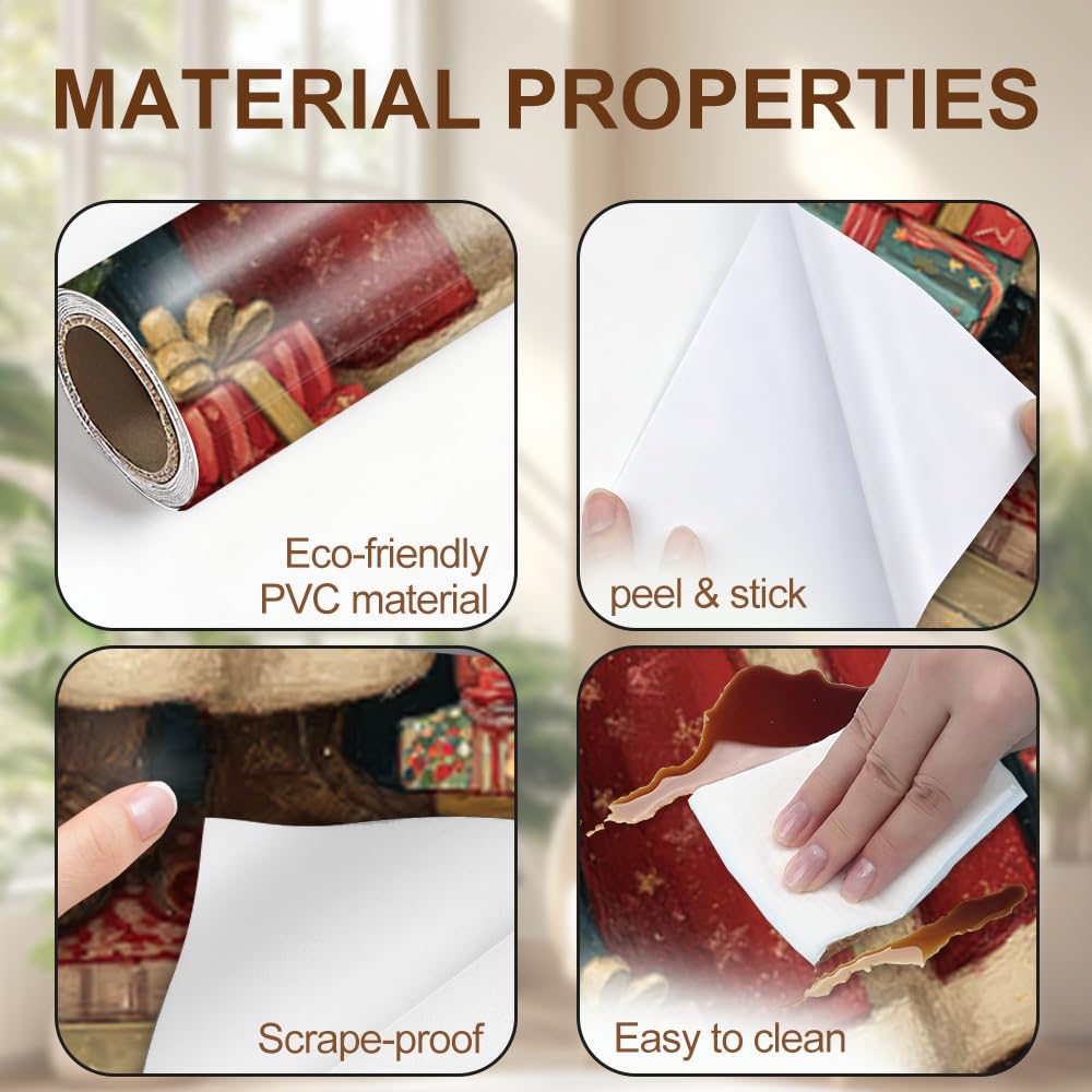 Santa Claus Christmas Door Mural Peel and Stick - Festive Holiday Gifts & Wreath Design, Decorative Self-Adhesive Door Decals for Indoor Room Decor, 30.31 x 78.74 Inch