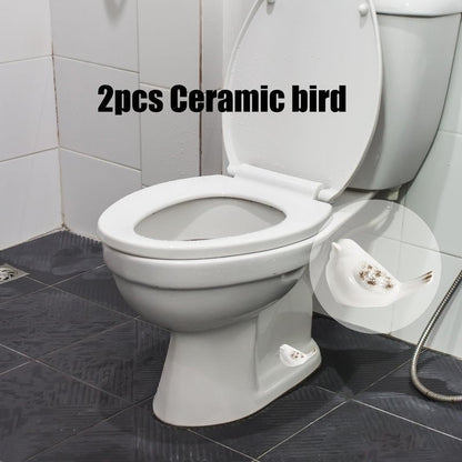 2 Pcs Ceramic Bird Toilet Floor Bolt Caps, Cute Animal Toilet Bolt Covers Decorative for Bottom, Decorative Bathroom Easy Installation（Bird-White01