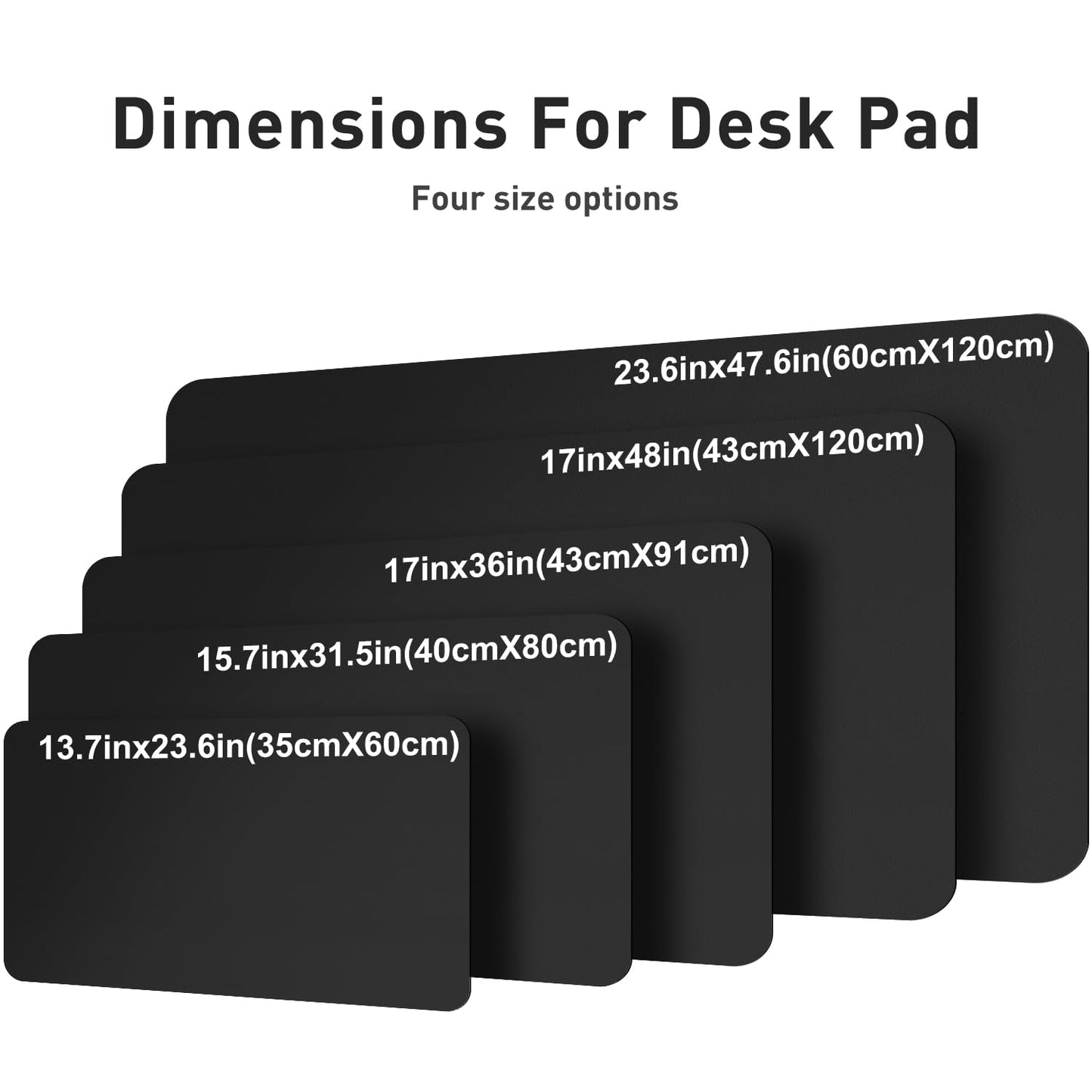 Aothia Faux Leather Desk Mat – Large Mouse Pad, Non-Slip PU Leather Blotter, Waterproof Writing Surface for Office and Home (Black, 47.2" x 23.6")