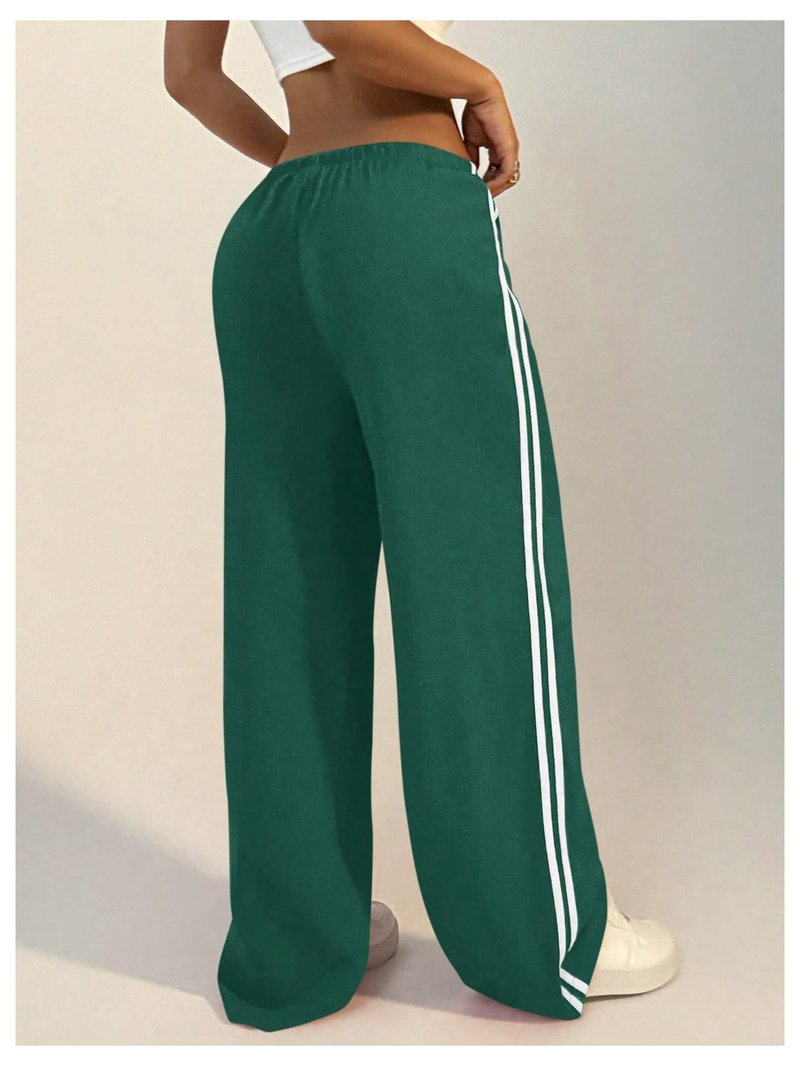 SHENHE Women's Wide Leg Loose Sweatpants Low Rise Y2k Drawstring Workout Sports Pants Dark Green Medium