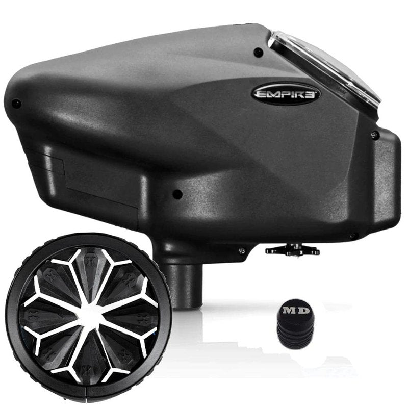 Maddog Empire Halo Too Electronic Paintball Loader with HK Army Epic Speed Feed and HPA Paintball Tank Fill Nipple Protector Accessory Package - Blackout