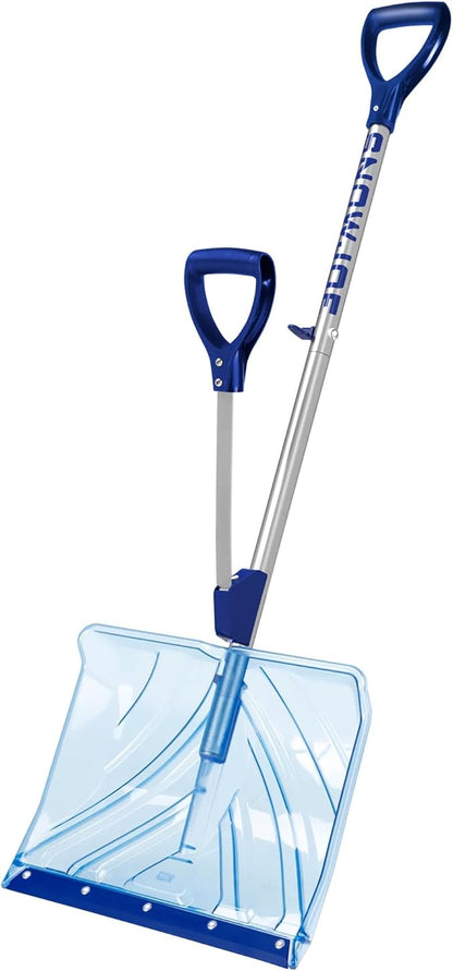 Snow Joe Snow Shovel, Shovelution Strain-Reducing Ice Remover w/ Assist Handle, 18", Blue - Heavy-Duty Blade Tool for Digging and Removing Ice from Driveway, Patio, and Yard, SJ-SHLV02