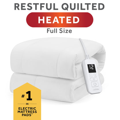 Sunbeam Premium Quilted Electric Heated Mattress Pad Twin 39" x 75" - 12 Heat Settings, 12-Hour Selectable Auto Shut-Off, Fast Heating, Warming Bed, Machine Washable, Extra-Soft Warm Cozy
