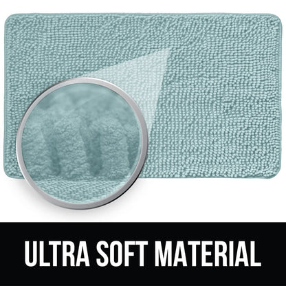 KANGAROO Bathroom Rugs, Chenille Soft Absorbent Bath Rug, Shaggy Shower Mat, Quick Dry Machine Wash Bathmat, Plush Carpet Mats for Tub, Bathtub and Room Home Decor Accessories, 30x20, Seafoam