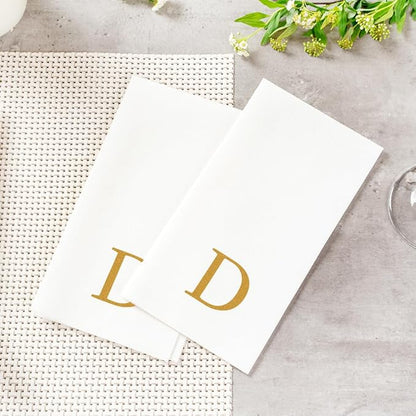 Luxenap 15.8 X 7.9 Inch Linen-Feel Guest Towels, 50 Lettered Hand Towels