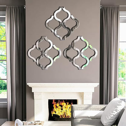 DMDFIRST Arc-Shaped Wall Mirror, Silver, 14.75'x14.75', Modern Fashion Decor, Unframed, Beveled Edge