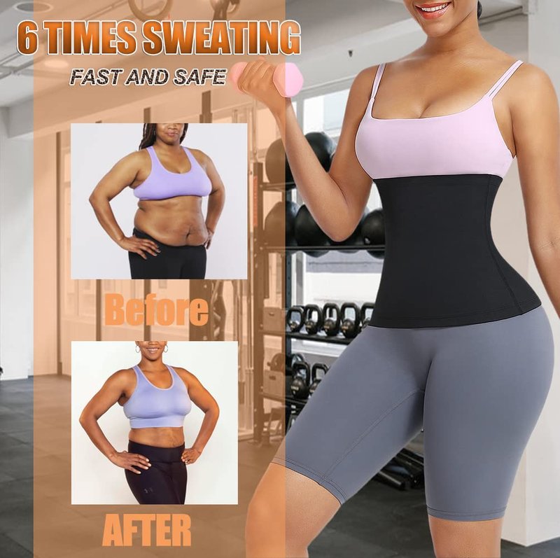 huiming Sauna Suit Waist Trimmer for Women Waist Trainer sweat band for stomach Belt Lower Belly Plus Size (Black, L/XL-1)