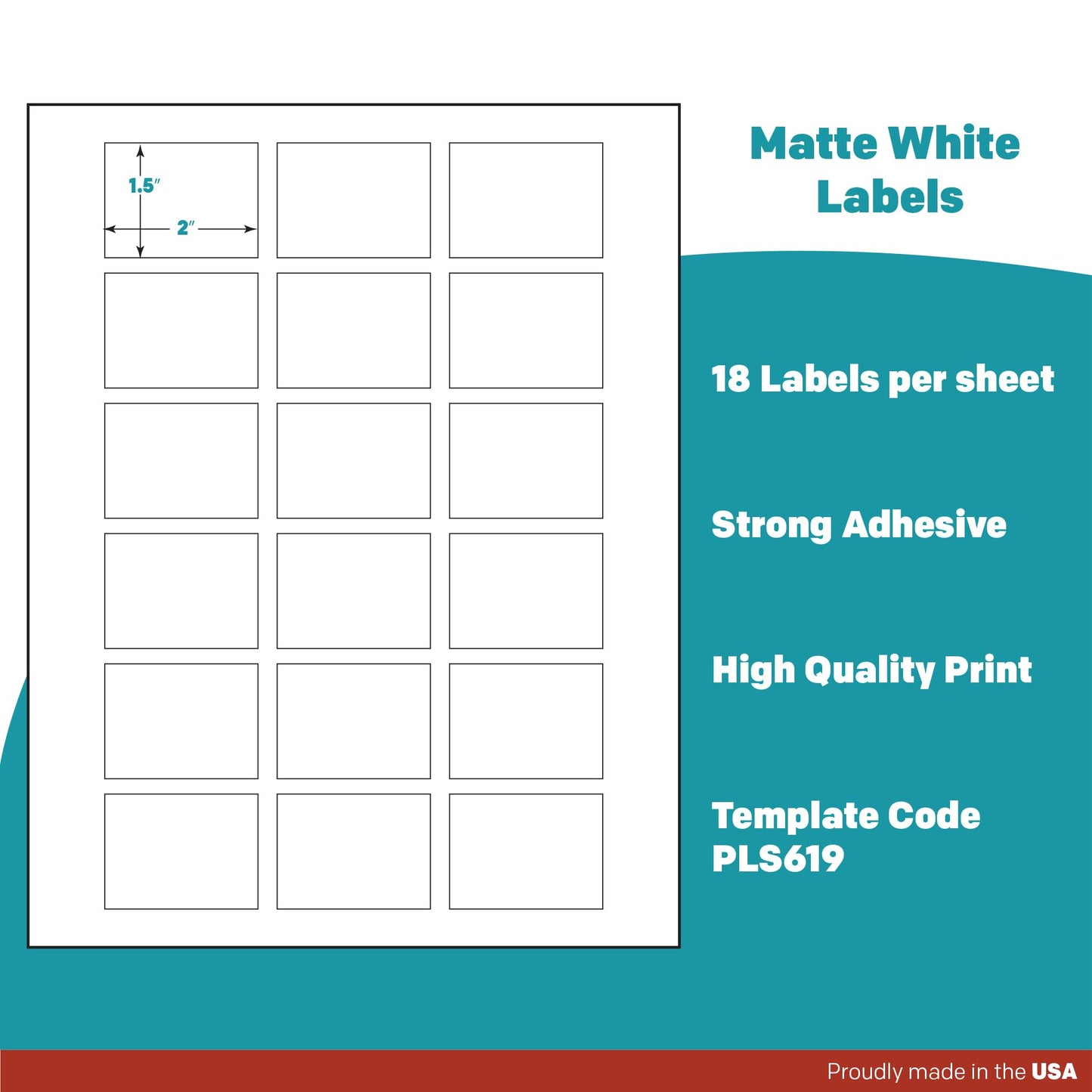 Premium Label Supply White Sticker Labels – 2" x 1.5" – Laser/Inkjet Compatible – (18 per Sheet), 25 Sheets – 450 Total Adhesive Labels