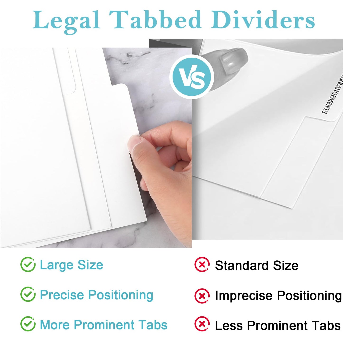 18 Sheets 9x14 Inch Legal Size Tabbed Dividers 3 Ring Binder Legal Size Binder Dividers White Legal Index Tab Dividers Legal Exhibit Dividers 6 File Separators with 2 Blank Card Stock for Office