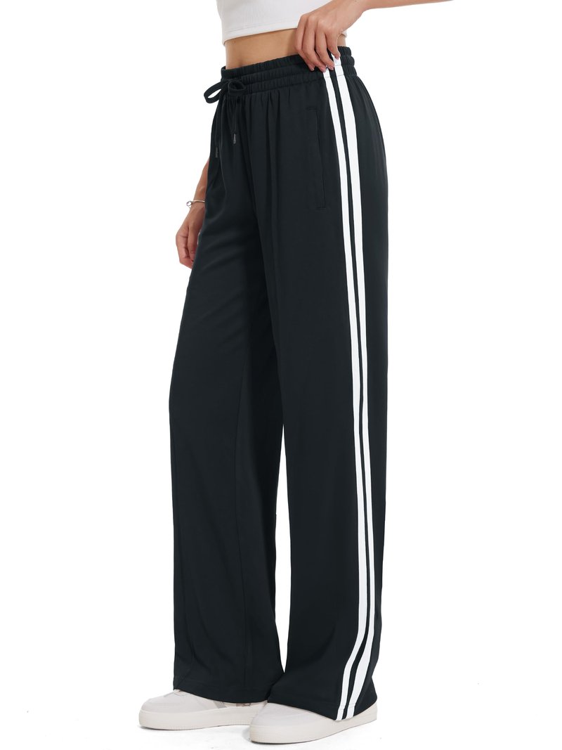 Tapata Women's 34" Inseam Tall Track Pants Loose Straight Leg Jogging Sweatpants Warm-Up Sports Athletic Running, Black, M