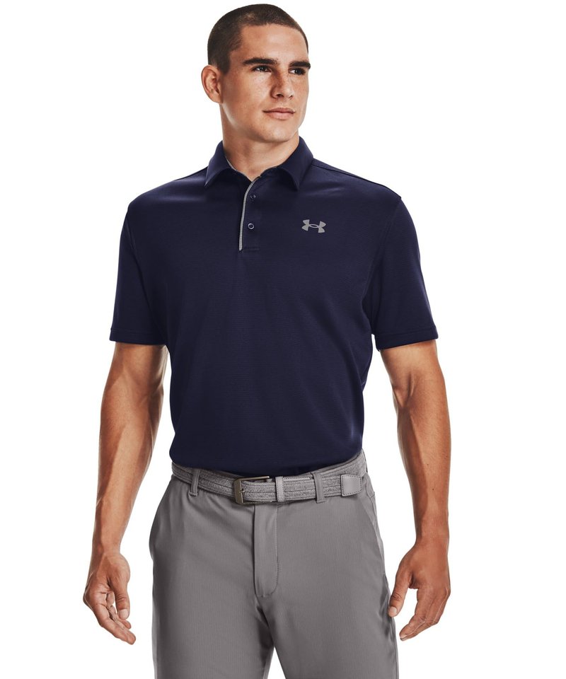 Under Armour Men's Tech Golf Polo, Midnight Navy (410)/Graphite, Medium Tall