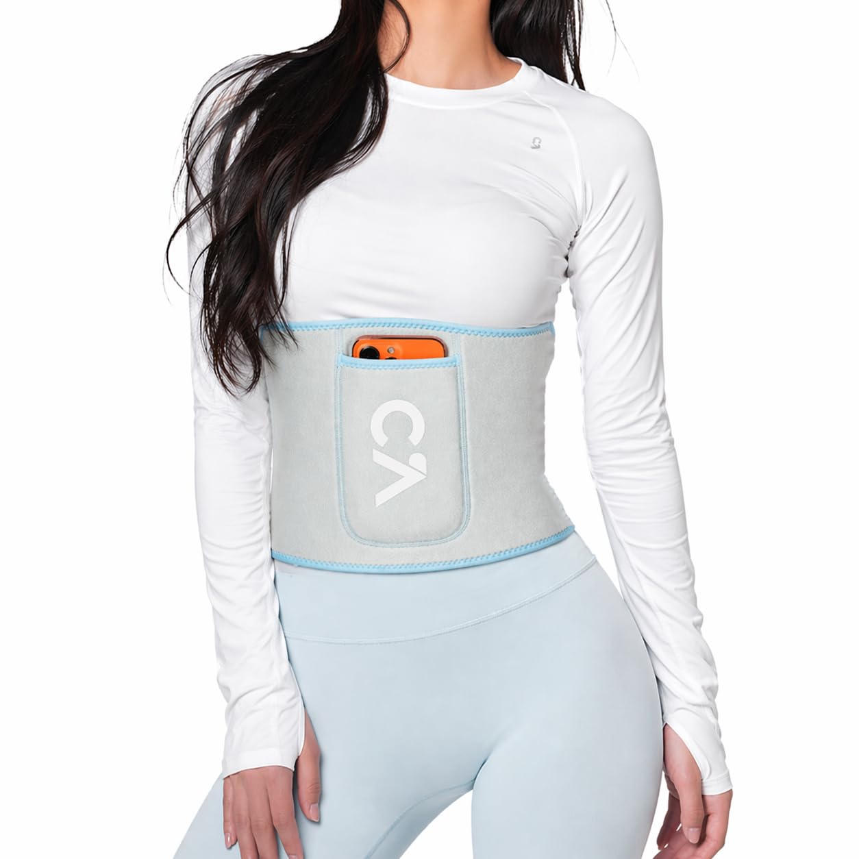 Chick-Active Heat-Boost Waist Trimmer with Secure Phone Pocket – Premium Sweat Amplifying Sauna Belt for Women & Men, Anti-Slip Core Trainer for Gym, Cardio & Enhanced Results (Blue, Medium)