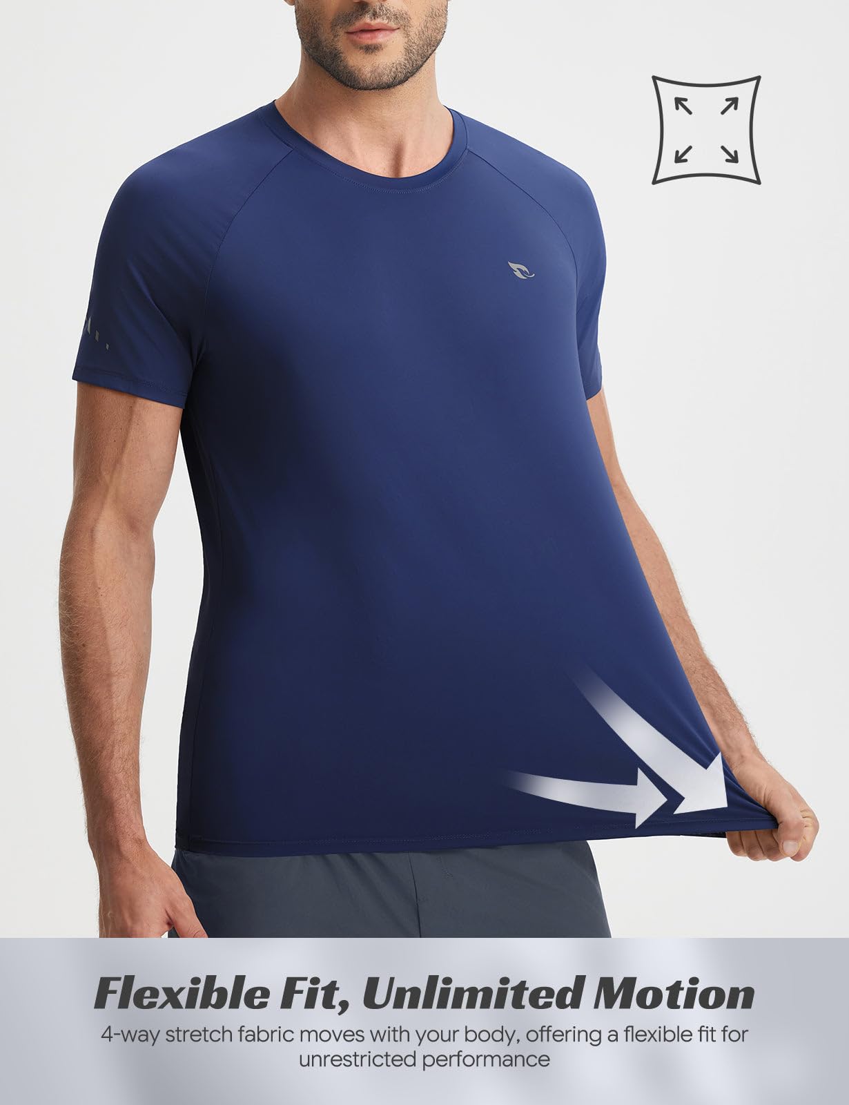 baleaf Ice Cooling Running Shirts for Men Short Sleeve Athletic Workout T-Shirts UPF 50+ Sun Protection Quick Dry Moisture Wicking Tee Navy Blue 2XL