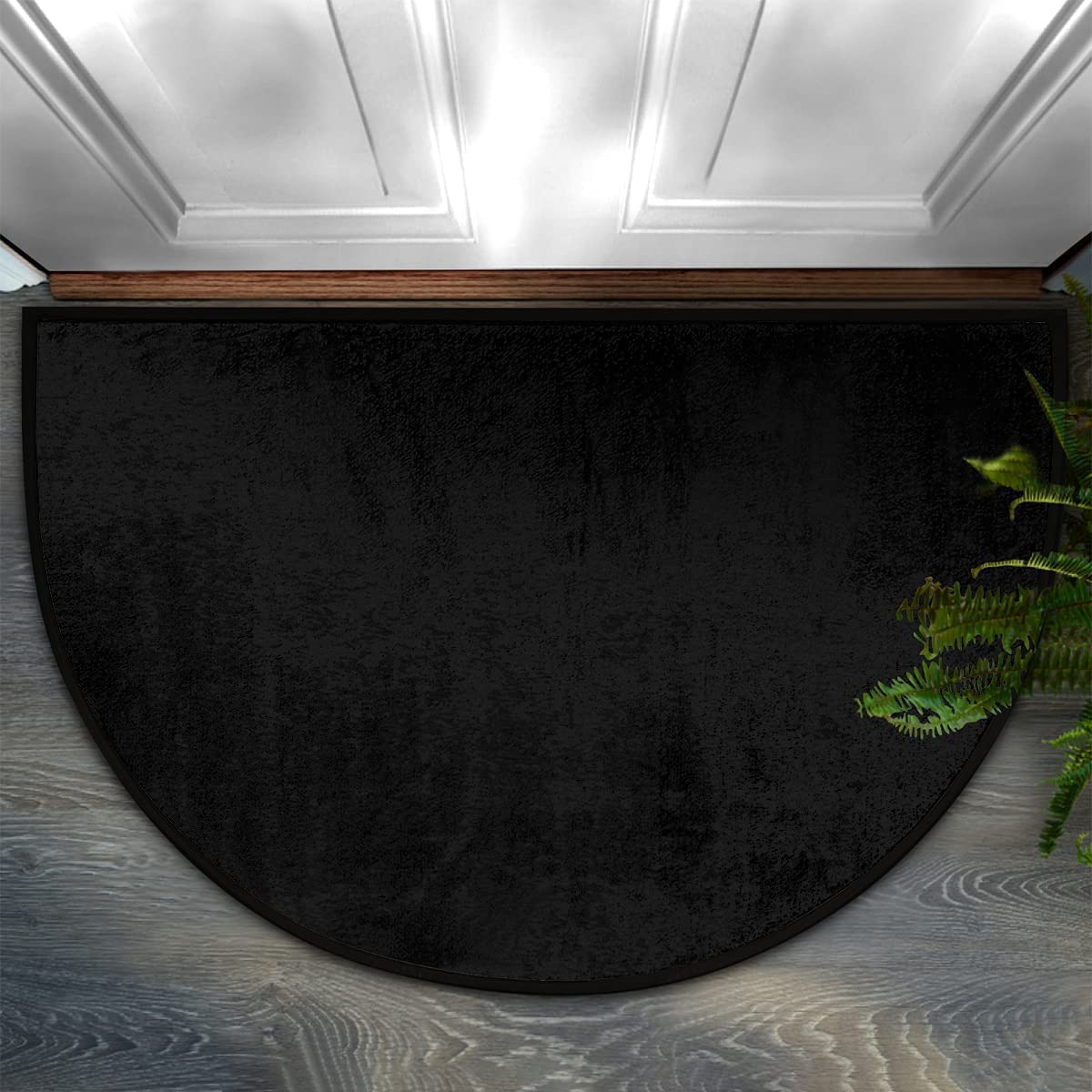 DXTDDBD Black Half Round Door Mat Indoor Entrance Mat Absorbent Doormats Area Rugs Non-Slip Semi Circle Floor Mats for Home Kitchen 16x24 Inch