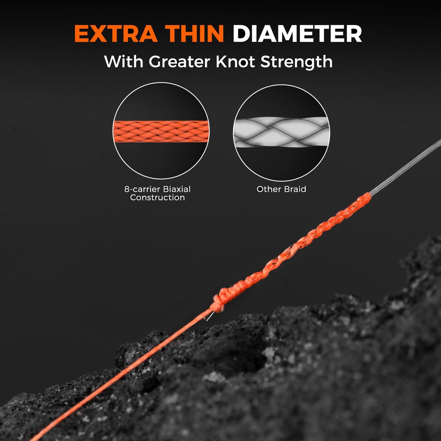 KastKing Destron Braided Fishing Line, Orange, 8 Stands, 10LB, 150Yds
