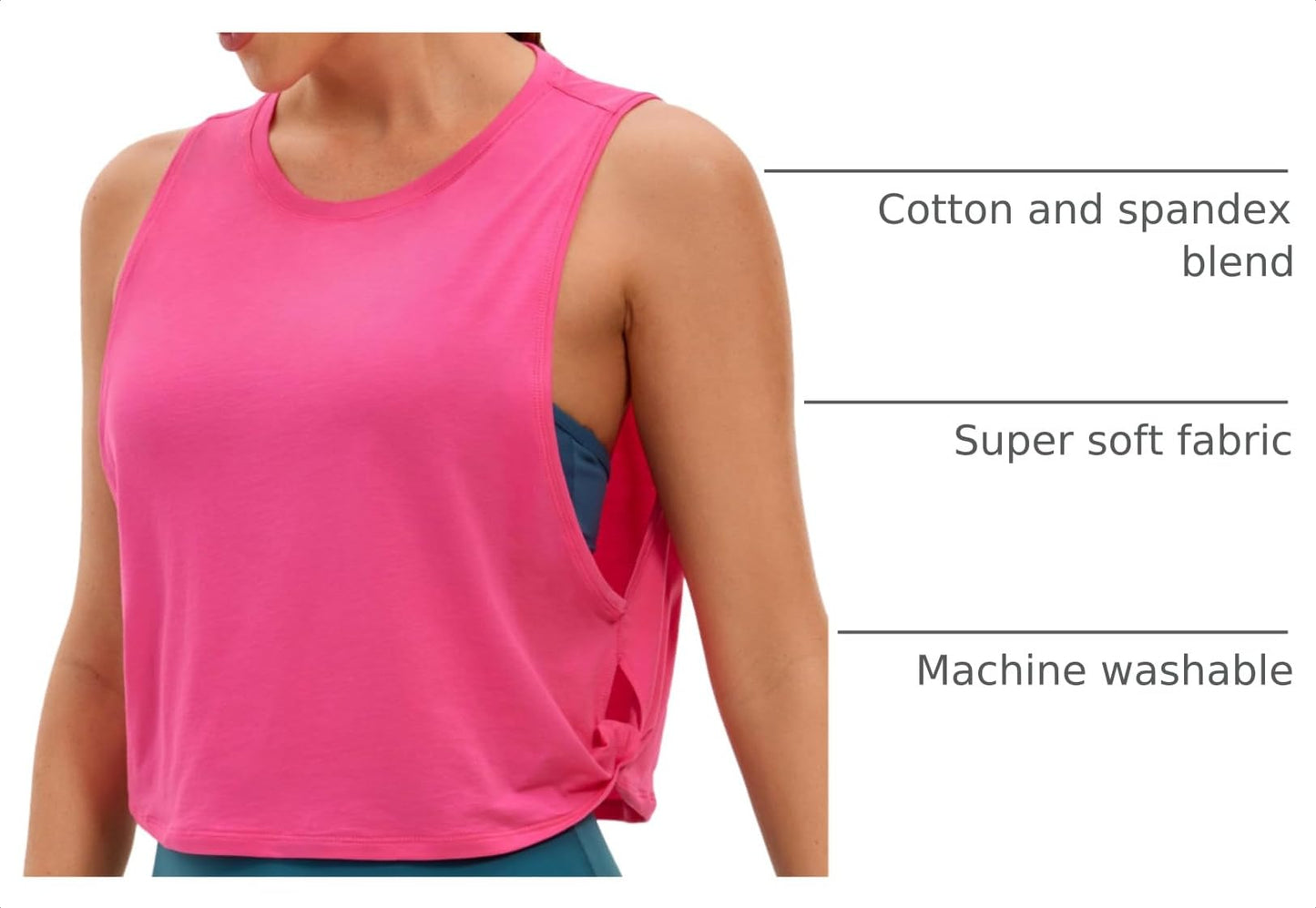 CRZ YOGA Pima Cotton Dropped Armhole Tank Sonic Pink X-Small