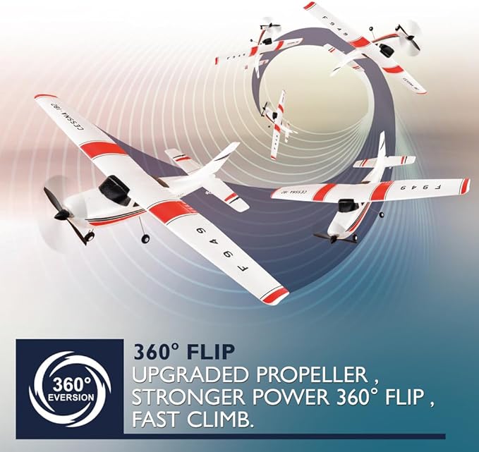 F949 RC Plane 3CH 2.4Ghz Remote Control Airplane EPP 3D6G RTF RC Airplane for Beginners Easy to Fly RC Glider with 2 Batteries Propellers Landing Gear (LED 2BSL)