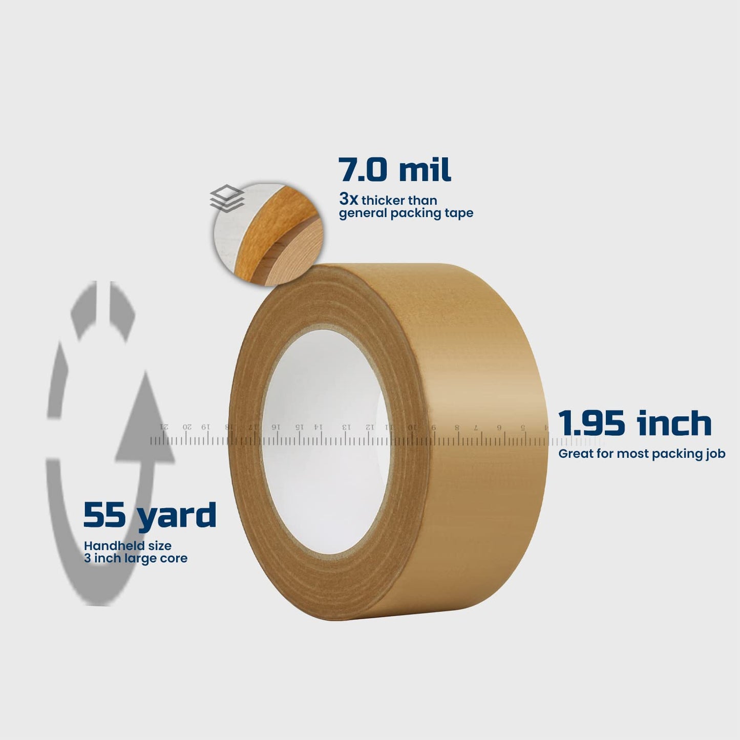 Lichamp Kraft Paper Packing Tape, Gummed Brown Shipping Tape for Boxes and Cartons, 2 inch x 55 Yard x 7 mil (12 Rolls)