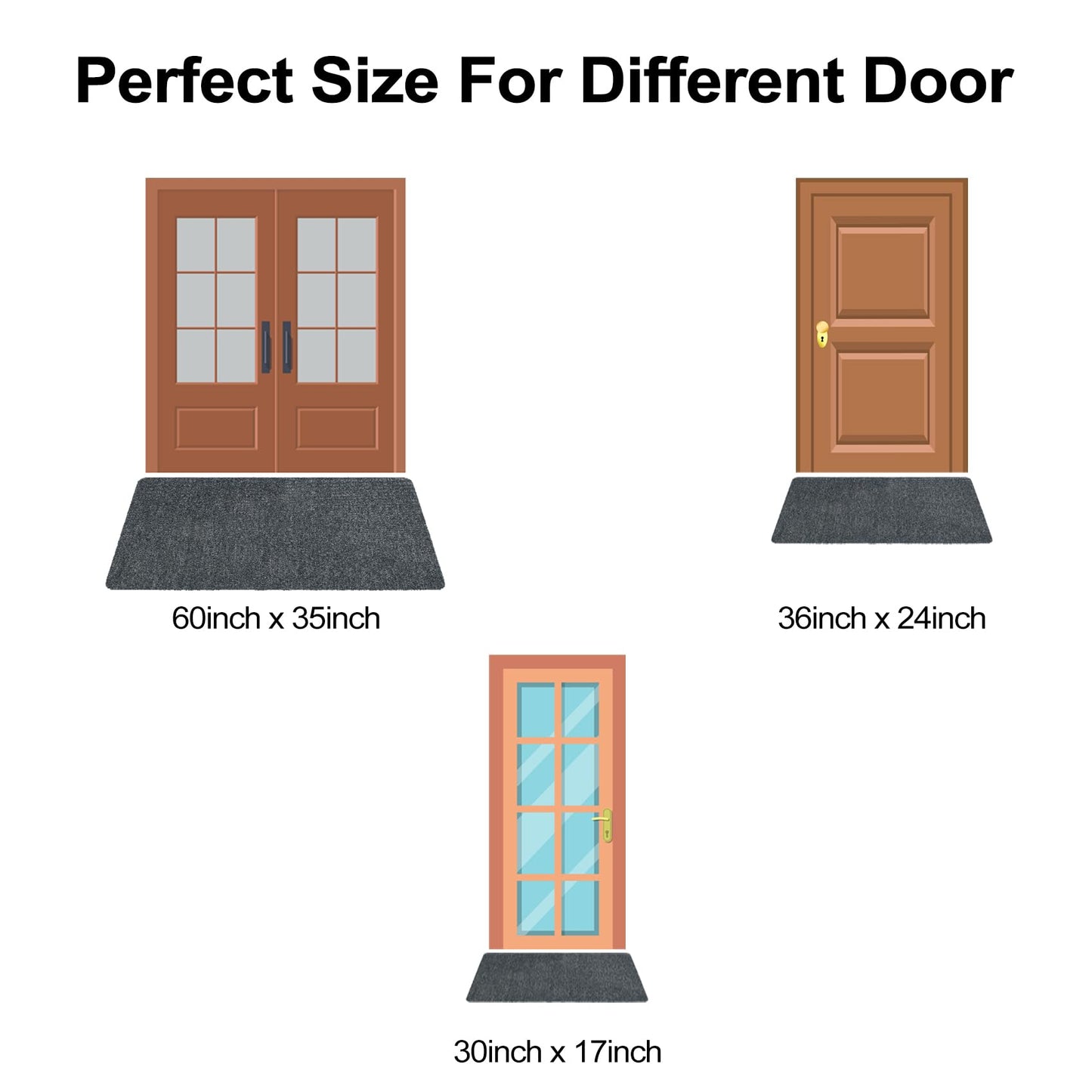 Neiza Front Door Mat Indoor and Outdoor, Non-Slip Low Profile Doormat 60"x35", Thin Yet Super Water, Quick-Drying, Dirt Resistant,No Shedding Doormats for Entrances, Garage, Pets,Hotel,Office