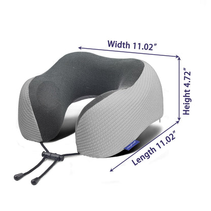 napfun Neck Pillow for Traveling, Upgraded Travel Neck Pillow for Airplane 100% Pure Memory Foam Travel Pillow for Flight Headrest Sleep, Portable Plane Accessories, Light Grey