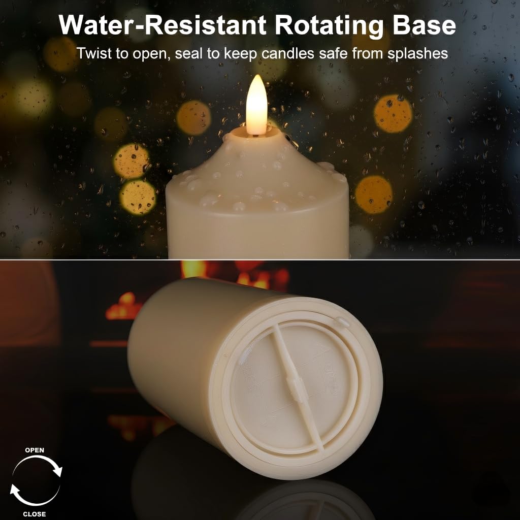 ANGELLOONG Battery Operated Candles with Timer, LED Flameless Candles Flickering with Remote, Fake Electric Pillar Candles for Holiday Party Wedding Home Decor, Dotted