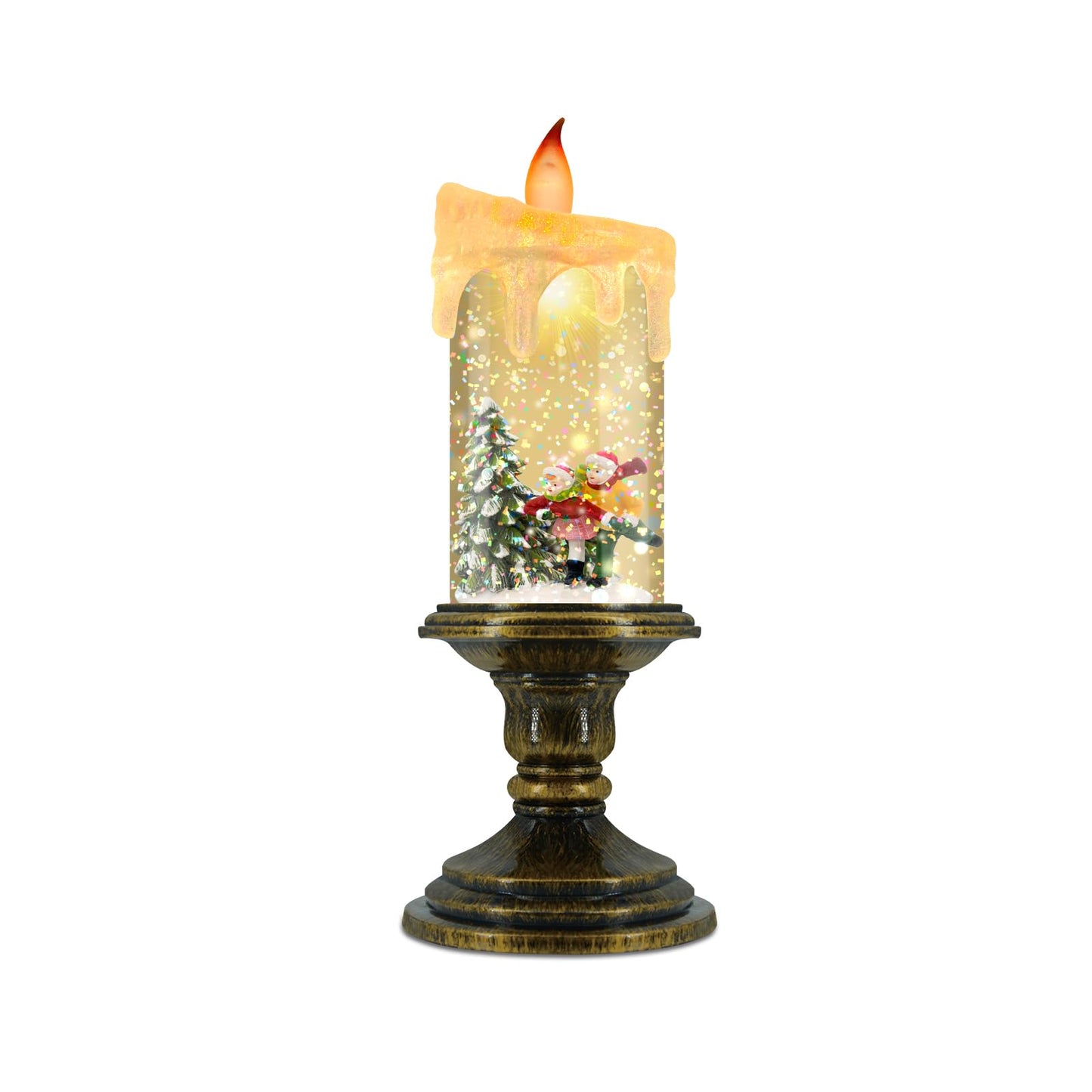 AOMIL Christmas Flameless Candles, Flickering LED Candles with Timer, Snow Globe Candle Lights for Christmas Decorations