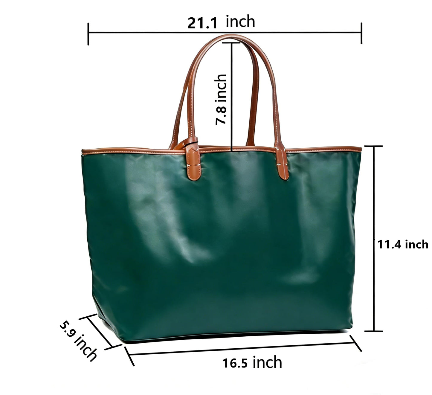 Large Tote Bag for Women Oversized Leather Shoulder Bag, Weekender Travel Work Laptop Tote Purse, Lightweight Shopper Handbag (Brown)