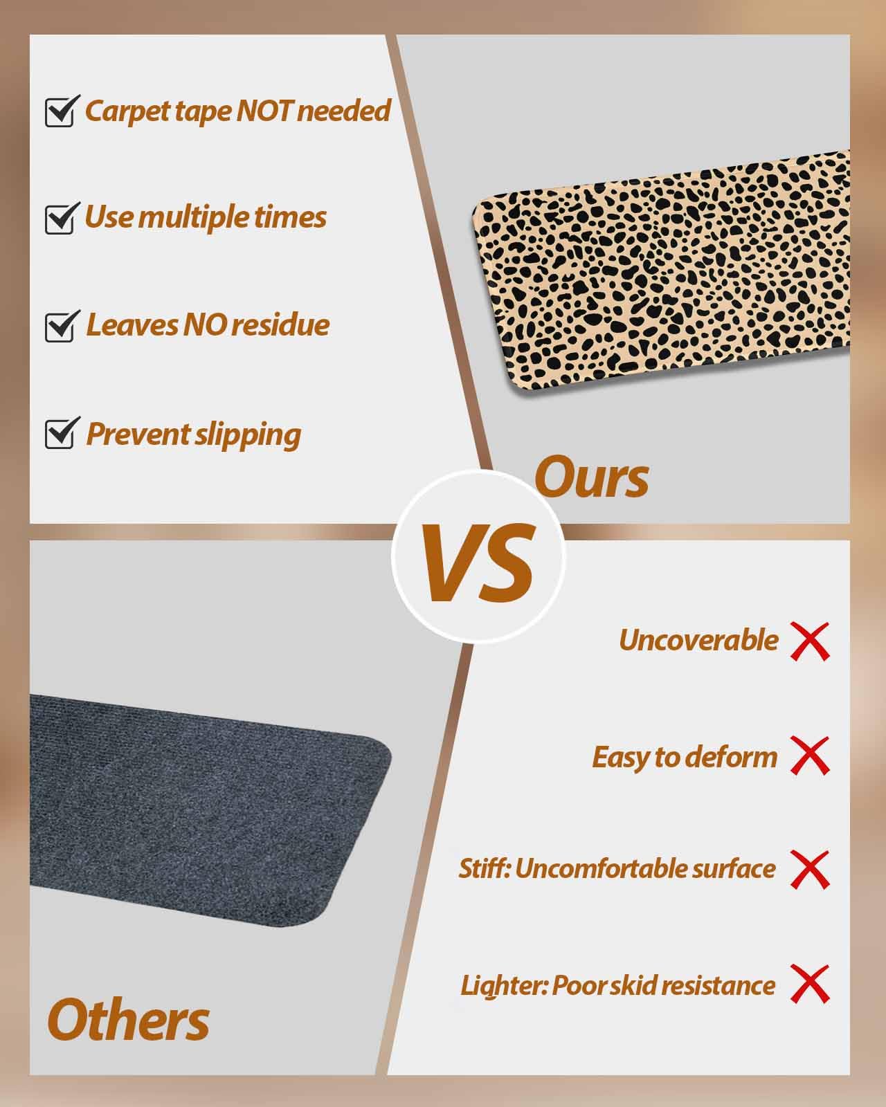 Leopard Textured Stair Treads for Wooden Steps Indoor, 7 Pack Non Slip Carpet Stair Treads for Kids Elders and Dogs with Reusable Adhesive, 8x30 inch Step Mats Modern Animals Printed Black Brown