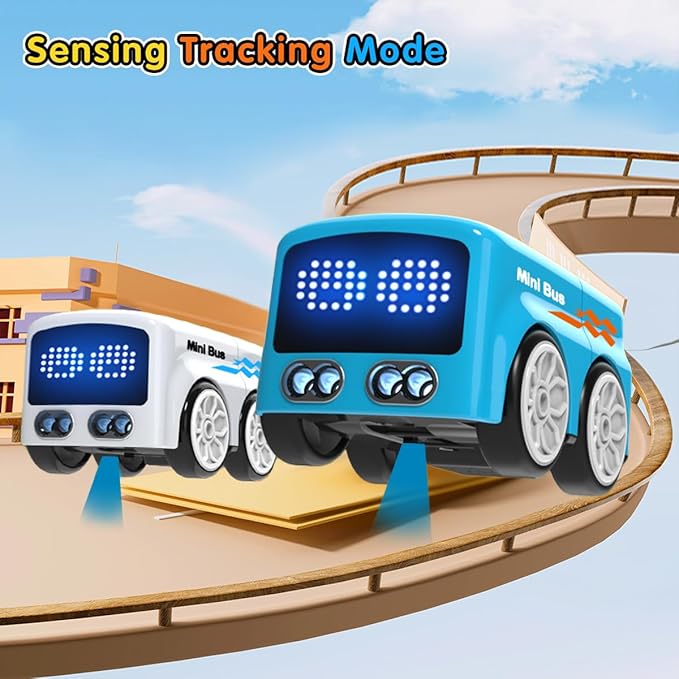 jaming RC Mini Bus2.4G Remote Control Car Vehicles City Buses Toy Classic Baby Vehicle Remote Control Car with LED Lights and Gesture Sensing Bus Toy Gift for Children Kids Boys Girls (White)