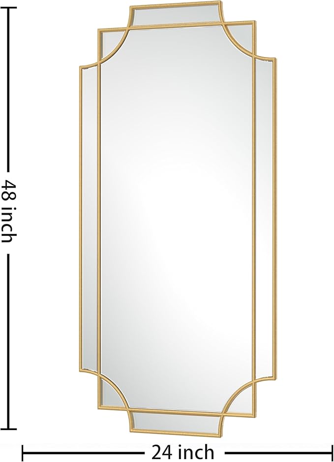 Bathroom Mirror for Wall Gold Farmhouse Wall Vanity Mirror for Over Sink Wood Framed Beveled Mirrors Deco（24 * 48IN/Gold）