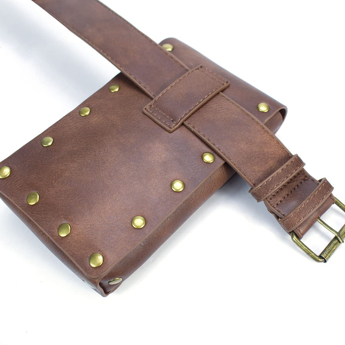 SUMGOGO Retro Belt Pouch Waist Bag Womens Fanny Pack Cellphone Holder Steampunk Medieval Renaissance Purse Costume Accessory (Brown)