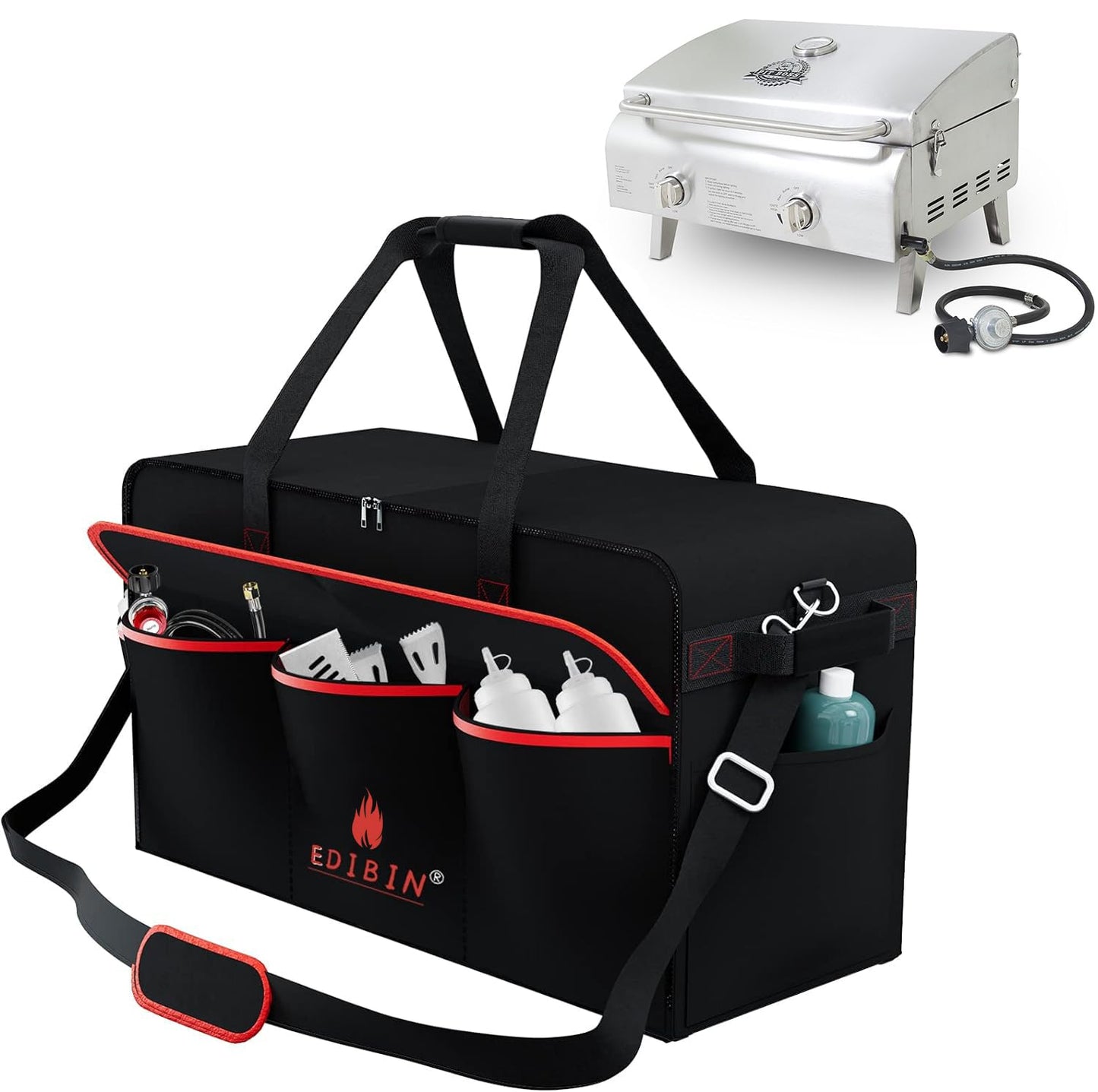 Grill Carry Bag for Pit Boss Grills 75275 Two-Burner Portable Grill,Heavy Duty Waterproof Tabletop Griddle Cover for Pit Boss Griddle 75275