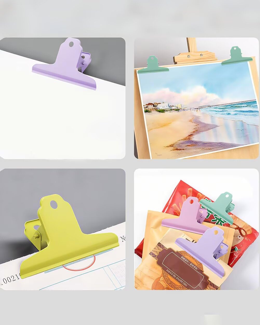 4PCS Extra Large Binder Clips Metal Bulldog Clips Large Paper Clamps Holder Chip Clips for Home School Office Drawing Bag 3inch