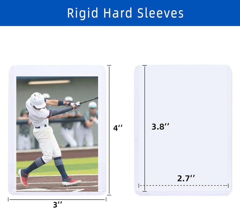 Card Sleeves Hard Plastic, 1000 Arjiekwei Rigid Baseball Card Holder, 3X4 Premium Sports Cards Protector, 35pt Top Cases Loads for Trading Game Cards (500 Hard + 500 Soft)