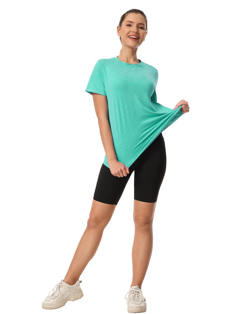4 Pack Womens Workout Tops Short Sleeve Shirts Sun Protection UPF 50+ Quick Dry Running Outfits for Gym Hiking Loose Fit XL