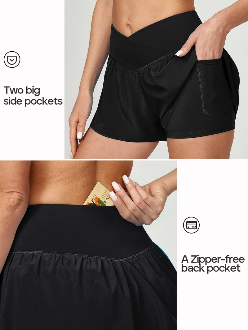 Ewedoos Athletic Shorts for Women Flowy Running Shorts for Women High Waisted Butterfly Preppy Clothes Skorts for Woman Black