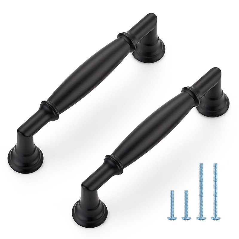 HOME EDIT 5 Pack 3-3/4 Inch Matte Black Cabinet Handles Solid Zinc Alloy Pulls for Kitchen, Dresser, Closet & Bathroom Cabinets Hardware