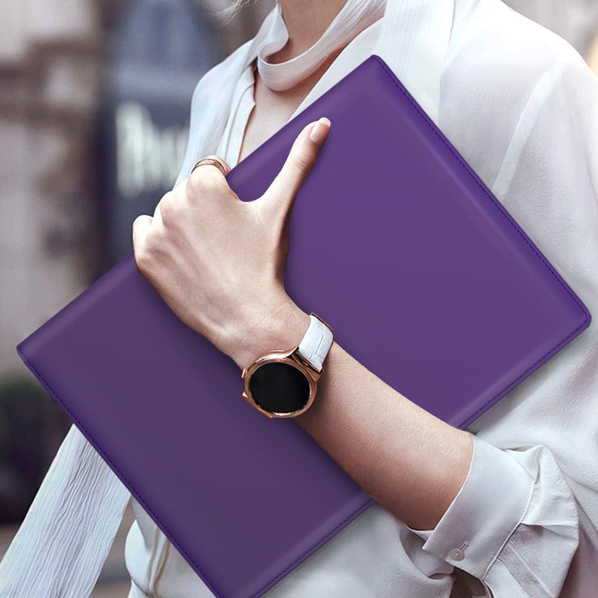 WAVEYU Resume Portfolio Folder, Padfolio Clipboard, Writing Portfolio Leather Clipboard with Cover for Legal Pad Holder Letter Size A4 for Business Conference Notepad Clip Boards, Purple