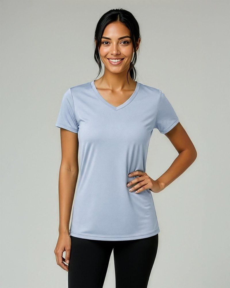 Real Essentials 5 Pack: Women's Dry-Fit Short Sleeve V Neck T Shirt Workout Fitness Yoga Top Tee (Available in Plus Size), Set 16, 3X